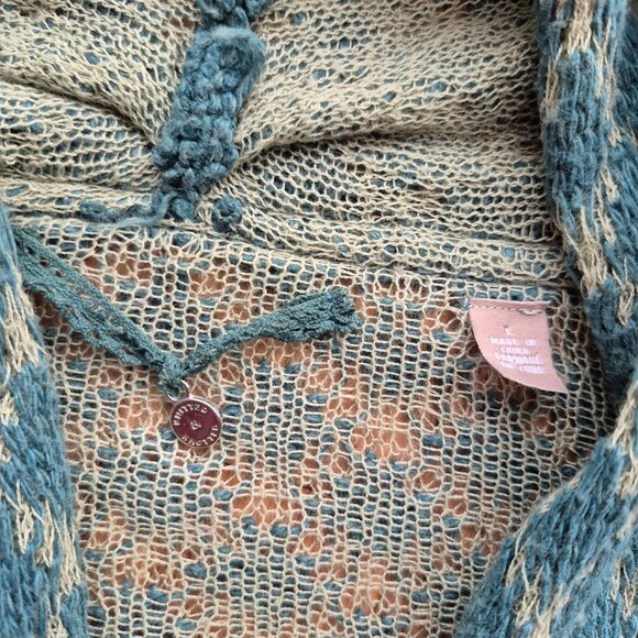 Anthropologie Knitted & Knotted Cardigan Sweater Green Beige L - Picture 3 of 14